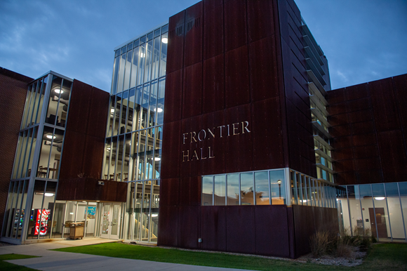 Frontier Hall at night